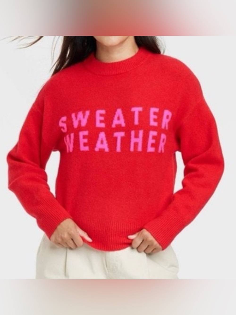 a new day Cozy Red Crewneck Sweater, size XL. NWT, โSweater Weatherโ